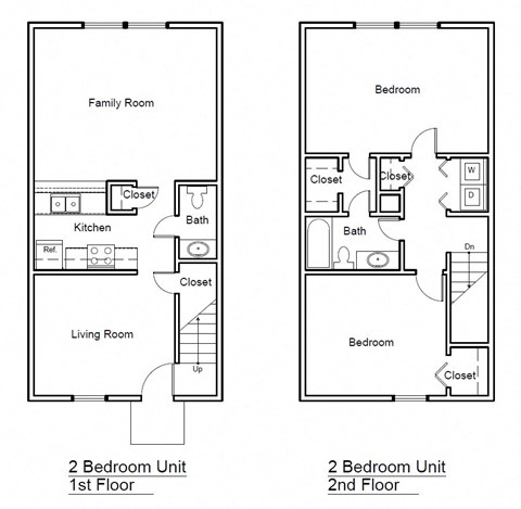 Floor plan for 2 beds, 1.5 baths, 1200 sqft
